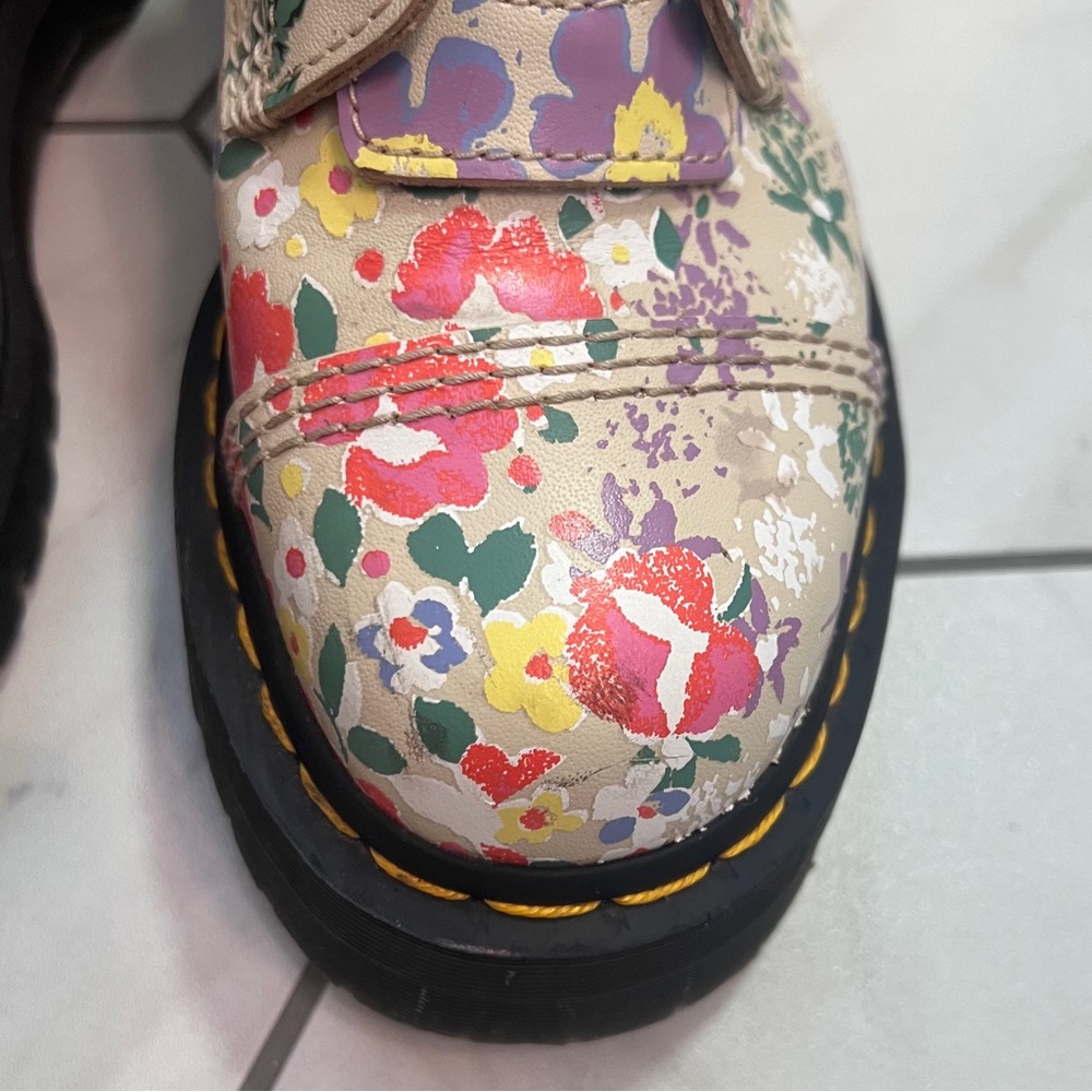 Dr. Martens Sinclair Floral Mash Up Leather Platform Boots Size 7 Womens - Picture 4 of 13